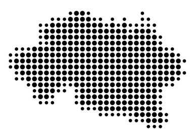 Ayrılış Allier (Fransa) sembol haritası siyah daireler ile devlet / eyaleti gösteriyor