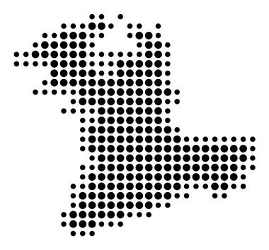 Kanton Bern (İsviçre) sembol haritası, eyalet / eyaleti siyah daireler şeklinde gösteriyor