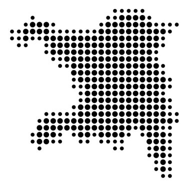 Kanton Aargau (İsviçre) sembol haritası, eyalet / eyaleti siyah daireler şeklinde gösteriyor