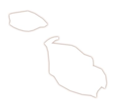 Malta 'nın soyut haritası ülkenin dış gölgesi ile ana hatlarını gösteriyor