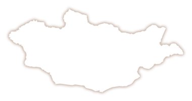 Moğolistan 'ın soyut haritası ülkenin dış gölgesi ile ana hatlarını gösteriyor