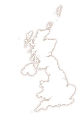 Birleşik Krallık 'ın soyut haritası ülkenin dış gölgesi ile ana hatlarını gösteriyor