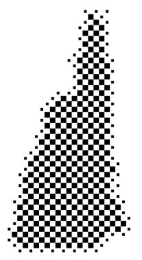 New Hampshire Eyaleti Sembol Haritası (Amerika Birleşik Devletleri). Satranç tahtası gibi siyah ve beyaz karelerden oluşan bir deseni gösteren soyut bir harita