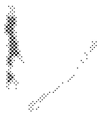 Sakhalin Bölgesi Sembol Haritası (Rusya). Satranç tahtası gibi siyah ve beyaz karelerden oluşan bir durum / eyaleti gösteren soyut harita