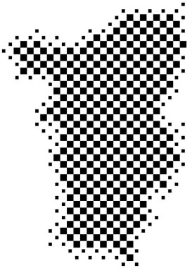 Bölgesel Permanın Sembol Haritası (Rusya). Satranç tahtası gibi siyah ve beyaz karelerden oluşan bir durum / eyaleti gösteren soyut harita