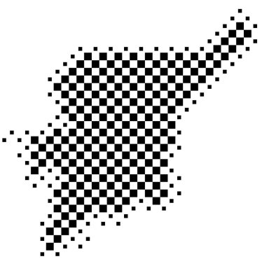 Komi Cumhuriyeti Sembol Haritası (Rusya). Satranç tahtası gibi siyah ve beyaz karelerden oluşan bir durum / eyaleti gösteren soyut harita