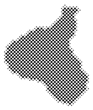 Symbol Map of the Regional Council Taranaki (New Zealand). Abstract map showing the state/province with a pattern of black and white squares like a chessboard clipart