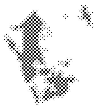 Unitary Authority Auckland (Yeni Zelanda) sembol haritası. Satranç tahtası gibi siyah ve beyaz karelerden oluşan bir durum / eyaleti gösteren soyut harita