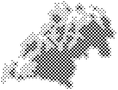 İlçe Tromlarının Sembol Haritası (Norveç). Satranç tahtası gibi siyah ve beyaz karelerden oluşan bir durum / eyaleti gösteren soyut harita