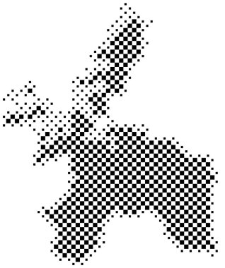 İlçe Sor-Trondelag Sembol Haritası (Norveç). Satranç tahtası gibi siyah ve beyaz karelerden oluşan bir durum / eyaleti gösteren soyut harita