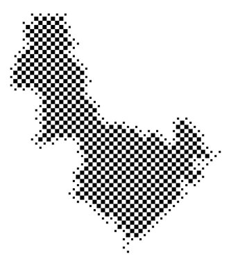 İlçe Aust-Agder (Norveç) sembol haritası. Satranç tahtası gibi siyah ve beyaz karelerden oluşan bir durum / eyaleti gösteren soyut harita
