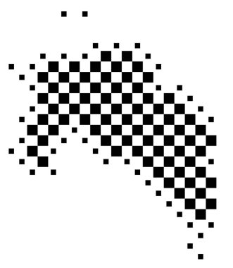 Groningen ili sembol haritası (Hollanda). Satranç tahtası gibi siyah ve beyaz karelerden oluşan bir durum / eyaleti gösteren soyut harita