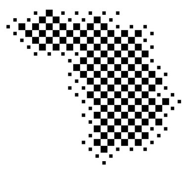 Kauno İlçesi Sembol Haritası (Litvanya). Satranç tahtası gibi siyah ve beyaz karelerden oluşan bir durum / eyaleti gösteren soyut harita