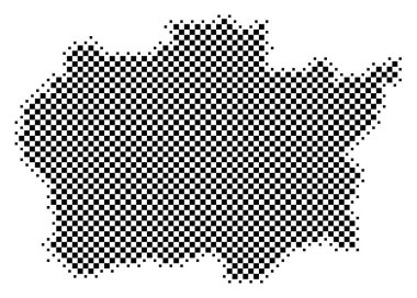 Alytaus Bölgesi Sembol Haritası (Litvanya). Satranç tahtası gibi siyah ve beyaz karelerden oluşan bir durum / eyaleti gösteren soyut harita