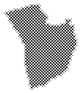 Başkent Daejeon 'un (Güney Kore) sembol haritası. Satranç tahtası gibi siyah ve beyaz karelerden oluşan bir durum / eyaleti gösteren soyut harita