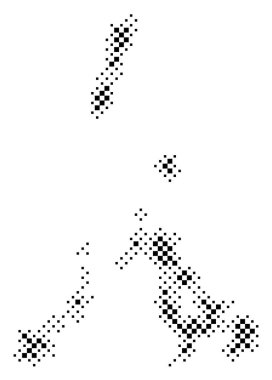 Nagasaki Bölgesi Sembol Haritası (Japonya). Satranç tahtası gibi siyah ve beyaz karelerden oluşan bir durum / eyaleti gösteren soyut harita