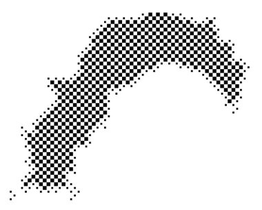 Vilayet Kochi (Japonya) sembol haritası satranç tahtası gibi siyah kareler ile eyalet / eyaleti gösteriyor