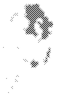 Symbol Map of the Prefecture Kagoshima (Japan). Abstract map showing the state/province with a pattern of black and white squares like a chessboard clipart