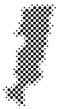 Prato ili sembol haritası (İtalya). Satranç tahtası gibi siyah ve beyaz karelerden oluşan bir durum / eyaleti gösteren soyut harita