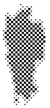 Devlet Mizoram Sembol Haritası (Hindistan) satranç tahtası gibi siyah kareler ile eyalet / eyaleti gösteriyor