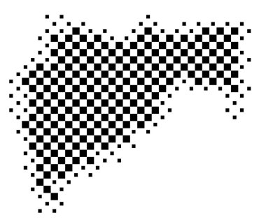 Devlet Maharashtra Sembol Haritası (Hindistan) satranç tahtası gibi siyah kareler ile eyalet / eyaleti gösteriyor