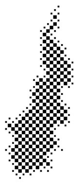 Symbol Map of the Province Sulawesi Barat (Indonesia) showing the state/province with a pattern of black squares like a chessboard clipart