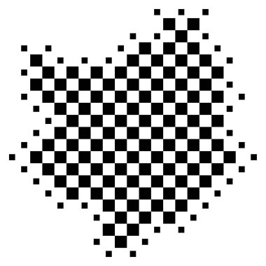 Unitary Authority Warrington (Birleşik Krallık) sembol haritası, eyaleti satranç tahtası gibi siyah karelerden oluşan bir şablonla gösteriyor
