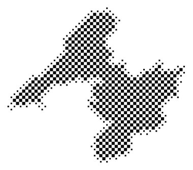 Unitary Authority (Galler) Sembol Haritası Gwynedd (Birleşik Krallık) satranç tahtası gibi siyah kareler ile eyalet / eyaleti gösteriyor