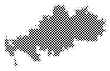 Unitary District Dumfries and Galloway (Birleşik Krallık) sembol haritası, eyaleti satranç tahtası gibi siyah karelerden oluşan bir şablonla gösteriyor