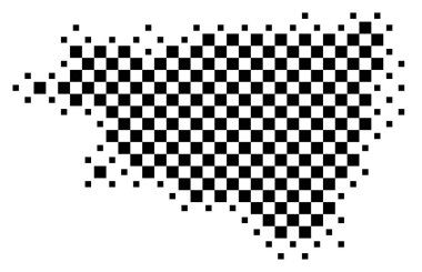 Dpartement Pyrnes-Atlantiques (Fransa) sembol haritası satranç tahtası gibi siyah kareler bir desen ile eyalet / eyaleti gösteriyor