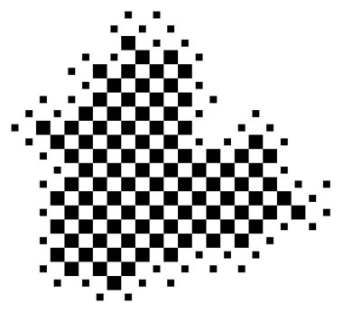 Vilayet Sevilla (İspanya) sembol haritası satranç tahtası gibi siyah kareler ile eyalet / eyaleti gösteriyor