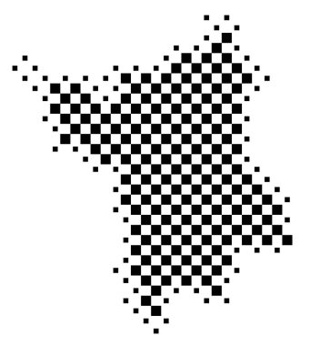 Eyalet Roraima (Brezilya) sembol haritası satranç tahtası gibi siyah kareler ile eyalet / eyaleti gösteriyor