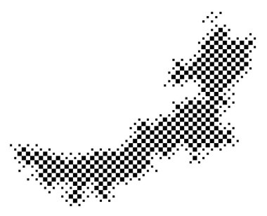 Özerk Moğol Bölgesi Sembol Haritası (Çin Halk Cumhuriyeti) satranç tahtası gibi siyah kareler ile eyalet / eyaleti gösteriyor