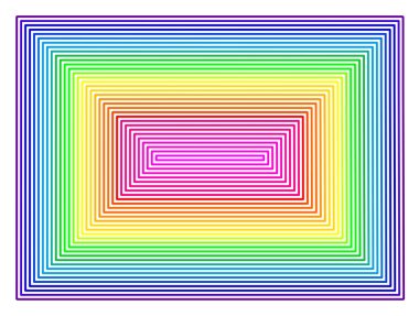 Colorado Eyaleti Sembol Haritası (Amerika Birleşik Devletleri) gökkuşağı renklerinde devletin dış hatlarını göstermektedir