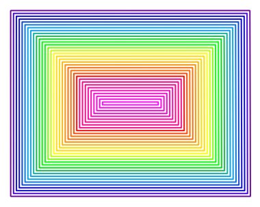 Wyoming Devleti 'nin (Amerika Birleşik Devletleri) sembol haritası gökkuşağı renkleriyle tamponlanmış devletin dış hatlarını gösterir