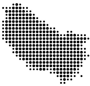 İlçe Vaesterbotten (İsveç) sembol haritası, eyalet / eyaleti siyah daireler şeklinde gösteriyor