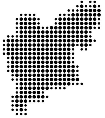 İlçe Vaestmanland (İsveç) sembol haritası, eyalet / eyaleti siyah daireler şeklinde gösteriyor