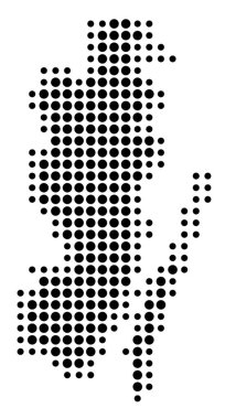 İlçe Kalmar Sembol Haritası (İsveç) eyaleti siyah daireler şeklinde gösteriyor