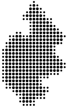 Jaemtland İlçe Sembol Haritası (İsveç) siyah daireler ile eyalet / eyaleti gösteriyor