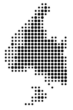 Bölgesel Konsey Southland Sembol Haritası (Yeni Zelanda) eyalet / eyaleti siyah daireler şeklinde gösteriyor