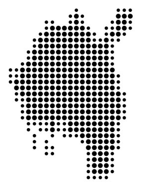 Ostfold İlçe Sembol Haritası (Norveç) siyah daireler ile eyalet / eyaleti gösteriyor