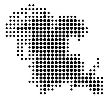 Güney Chungcheong (Güney Kore) sembol haritası eyalet / eyaleti siyah daireler şeklinde gösteriyor.