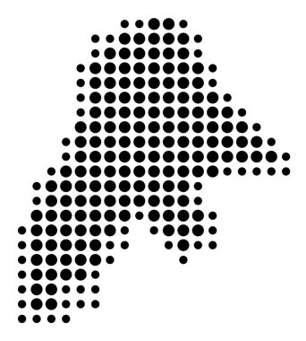 Başkent Busan 'ın (Güney Kore) sembol haritası, eyalet / eyaleti siyah daireler şeklinde gösteriyor