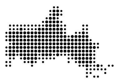 Yamaguchi ili (Japonya) sembol haritası eyalet / eyaleti siyah daireler şeklinde gösteriyor