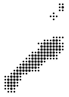Shimane (Japonya) vilayetinin sembol haritası siyah daireler ile eyalet / eyaleti gösteriyor