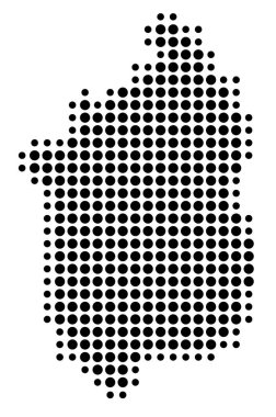 Shiga (Japonya) vilayetinin sembol haritası, eyalet / eyaleti siyah daireler şeklinde gösteriyor