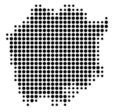 Okayama ili sembol haritası (Japonya) siyah daireler ile eyalet / eyaleti gösteriyor