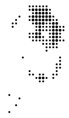 Kagoshima ili (Japonya) sembol haritası eyaleti siyah daireler şeklinde gösteriyor