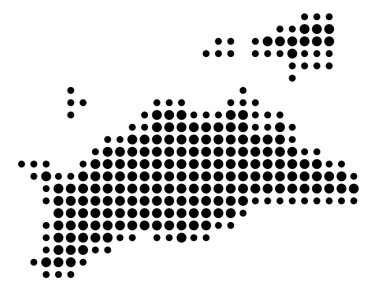 Kagawa ili sembol haritası (Japonya) siyah daireler ile eyalet / eyaleti gösteriyor