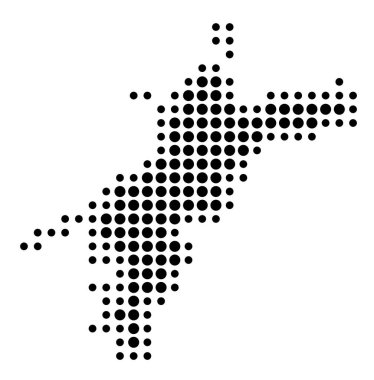 Ehime ili (Japonya) sembol haritası siyah daireler ile eyalet / eyaleti gösteriyor